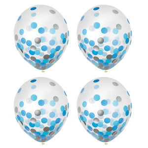 Blue and Silver Confetti Latex Balloon