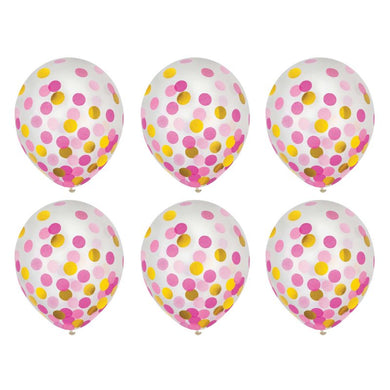 Pink and Gold Confetti Latex Balloon