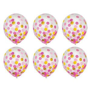 Pink and Gold Confetti Latex Balloon